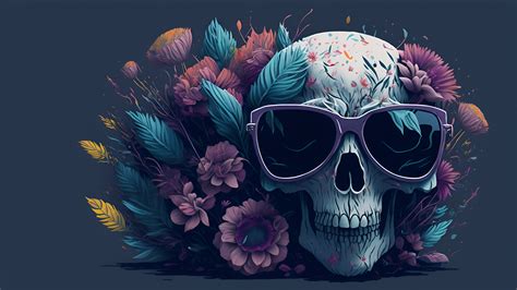Undead Skull Illustration With Cool Gasses Wallpaper Hd Artist 4k