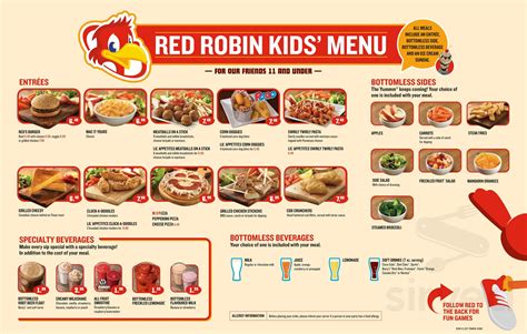Menu For Red Robin In Edmonton Alberta Canada