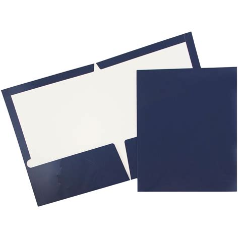 Jam Laminated Two Pocket Glossy Folders Navy Blue Bulk 100box