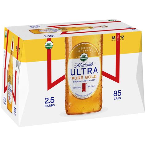 Michelob Ultra Pure Gold Organic Light Lager Beer 18 Pack 12 Fl Oz