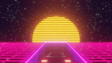 neon car 80s synthwave aesthetic