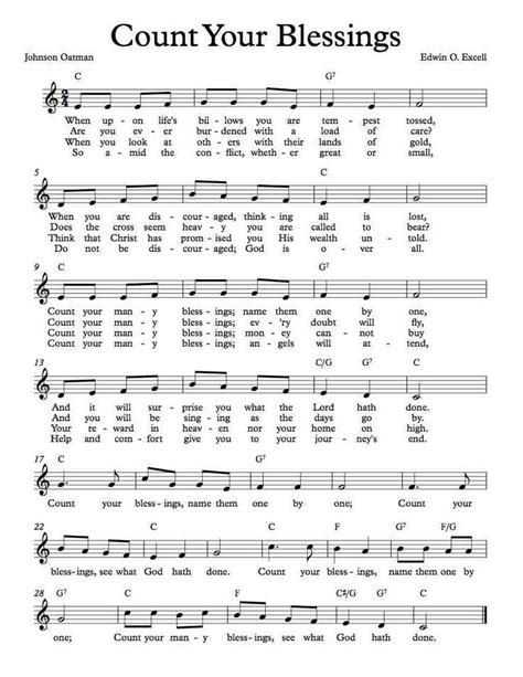 free sheet music for count your blessings enjoy hymn sheet music music chords christian