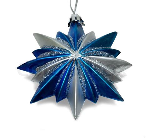 Blue Christmas Star Isolated Over A White Background