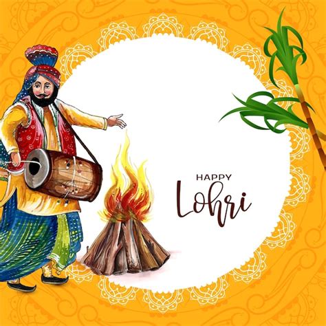 Free Vector Happy Lohri Indian Festival Celebration Greeting Card Design
