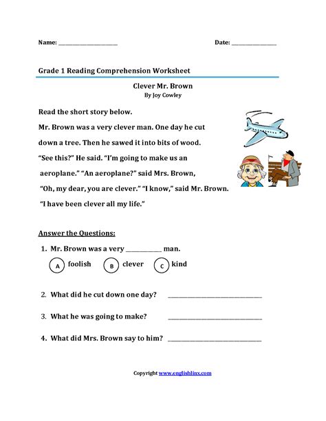 Free Printable Reading Worksheets For 1st Grade