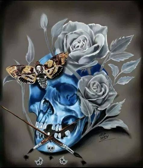 skull and butterflies with roses totenkopf tattoos skull pin skull pictures badass pictures