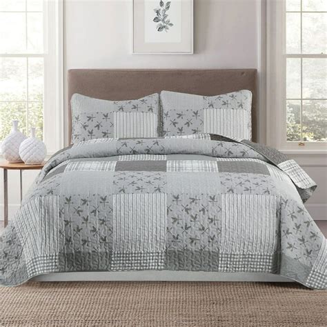Rustic Farmhouse Patchwork Fullqueen 3 Piece Quilt And Sham Bedding