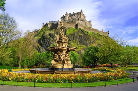 Scotland Castle Fountain Edinburgh Ross Fountain Cities Statue