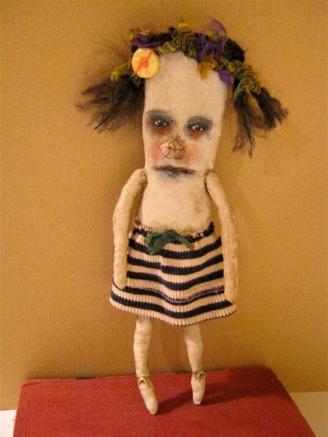 reserved for mamalava weird art doll in stripes weird doll bizarre spooky odd sandy mastroni