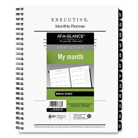 At A Glance Executive Monthly Planner Refill 875 X 65 White 2021