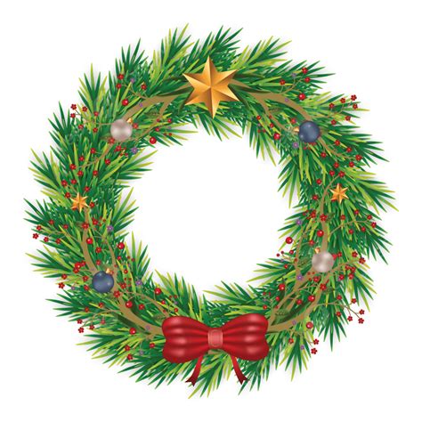 Star Wreath Clipart Vector Christmas Wreath With Star Free Download