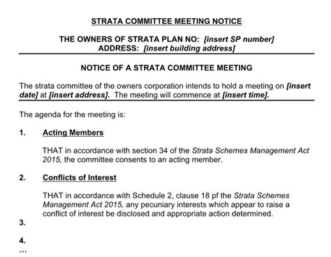 Strata Committee Meeting Notice And Minutes Your Strata Property
