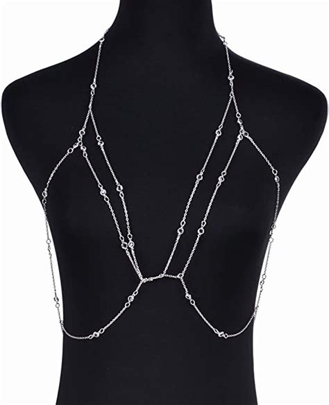 bohemian sexy beads shiny luxury long rhinestone bra body chains jewelry cross