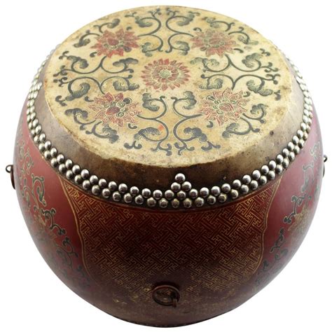 Chinese Qing Dynasty Lacquered Ceremonial Drum With Snare For Sale At