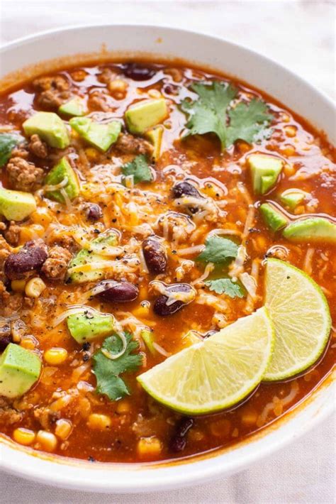 Ground Turkey Taco Soup Stove Or Slow Cooker Ifoodreal Com