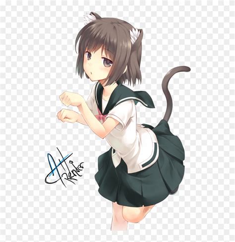 Anime Girl Neko School Uniform