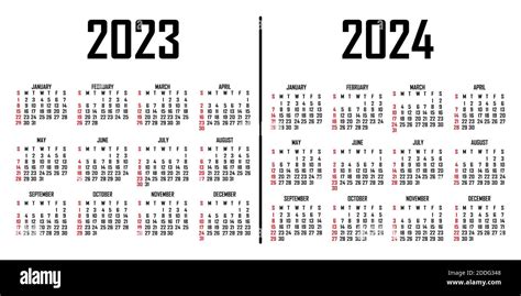 Calendario 2023 2024 La Semana Comienza El Domingo Plantilla De