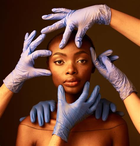 Premium Photo Portrait Hands And Plastic Surgery On Face Of A Black
