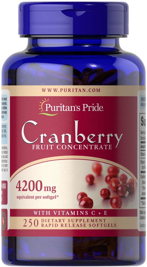 Cranberry Fruit Concentrate With C And E 4200 Mg 250 Rapid Release Softgels 4363 Puritans Pride