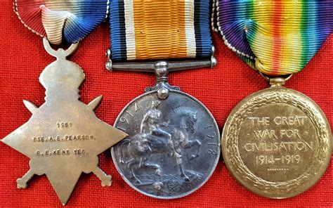 Ww1 British Australian Army Medal Trio Lt Pearson Rfc East Kent