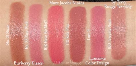 MakeupByJoyce Swatches Comparison Nude And Everyday Lipsticks Burberry Marc Jacobs