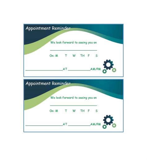 Appointment Reminder Cards Printable Templates