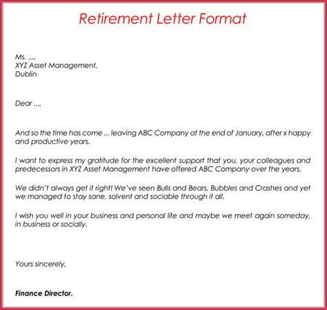 Retirement Letter Samples Examples Formats And Writing Guide