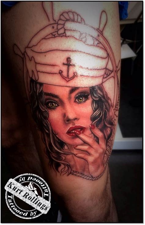 Kurtrollings Legtattoo Portrait Realistictattoo Womanportrait Pinuptattoo Tattooed