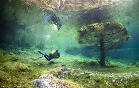 Amazing Scuba Diving Underwater Hiking In Green Lake Austria