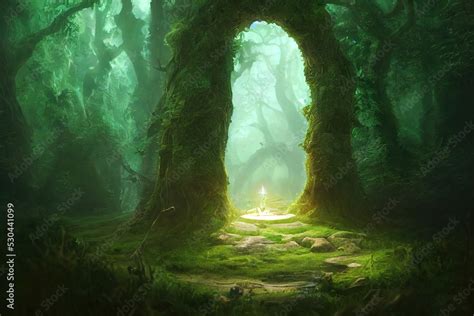 Fantasy Magic Portal Portal In The Elven Forest To Another World
