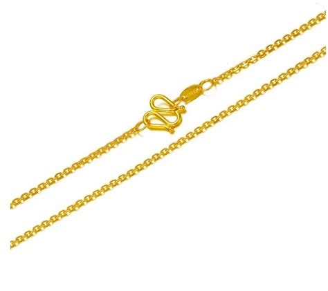 Elegant 24k Yellow Gold Necklace Carved Womens O Link Chain Necklace