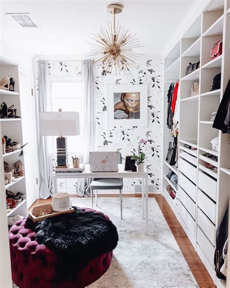 Work from home — relaxing personal sanctuary with custom walk in closet lighting & an office in closet. How to Turn a Spare Room into Your Dream Closet & Dressing ...