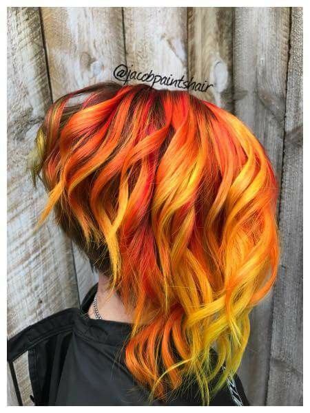 Fire Hair Orange Hair Yellow Hair Red Hair Fire Ombre Fire Short