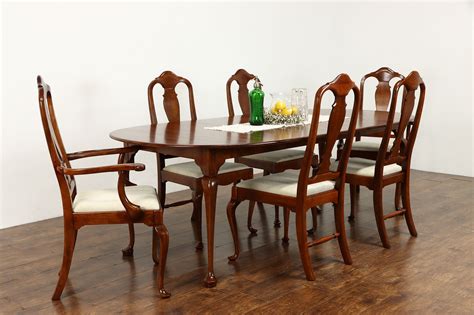Cherry Dining Set Oval Vintage Table 2 Leaves 6 Chairs Lexington