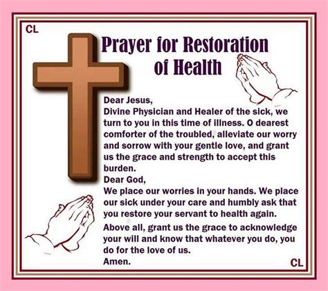 Prayers For Restoring Health Prayers For Healing God Prayer Prayer