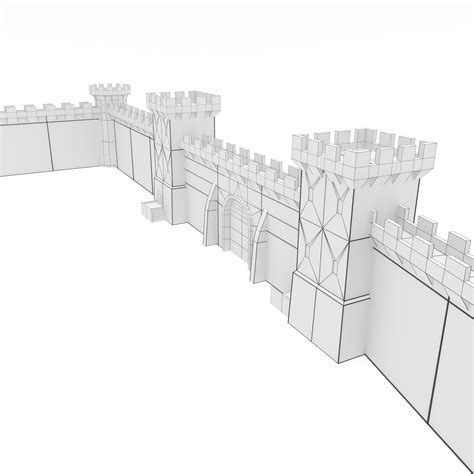 3d Model Castle Walls Modular Set Vr Ar Low Poly Cgtrader