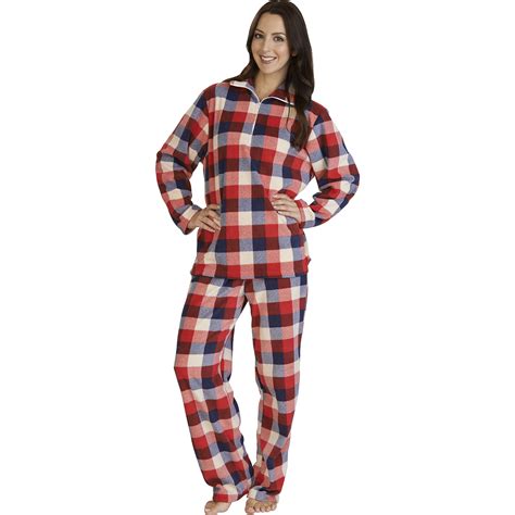Womens Slenderella Checked Micro Fleece Pyjamas Ladies Warm Check