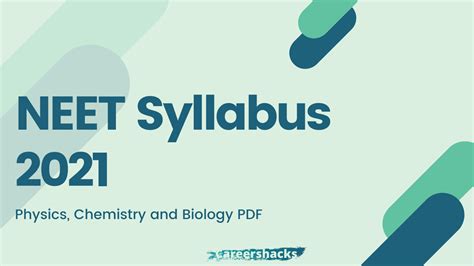 The neet 2021 exam will be conducted through the offline mode (pen paper based test). NEET Syllabus 2021: Physics, Chemistry and Biology PDF ...
