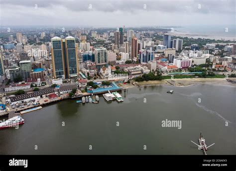 dar es salaam tanzania 10 february 2020 aerial view on marina of dar es salaam city in