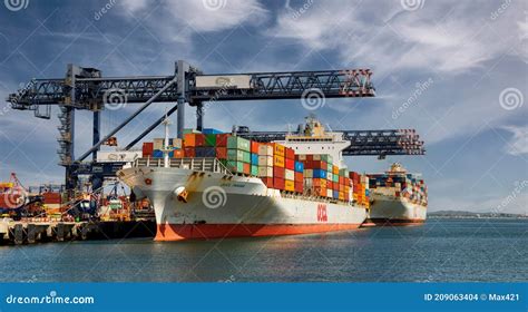 Container Cargo Ships Berthed At Hayes Wharf Port Botany Australia