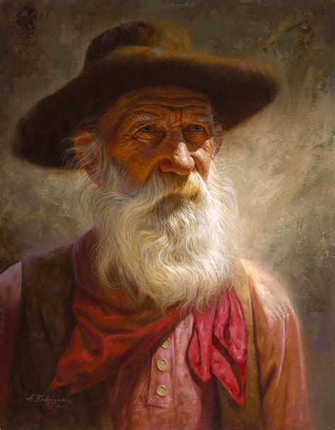 Old Westerner By Alfredo Rodriguez Cowboy Art Portrait Art Western