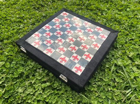 Chess Box W Handmade Chess Set Tile Art Chess Tiled Etsy