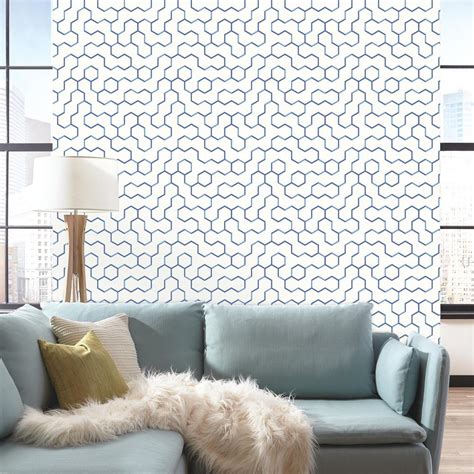 Open Geometric Peel And Stick Wallpaper In Blue By Roommates For York Wa