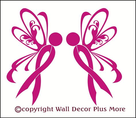 Ribbon With Wings Breast Cancer Awarenes Glossy Car Window Decals