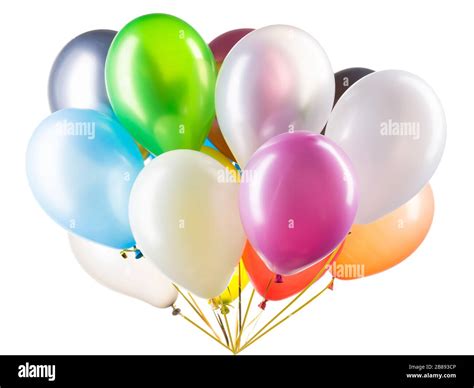 Set Of Multicolored Helium Balloons With Clipping Path Element Of
