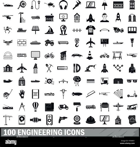 100 Engineering Icons Set Simple Style Stock Vector Image And Art Alamy