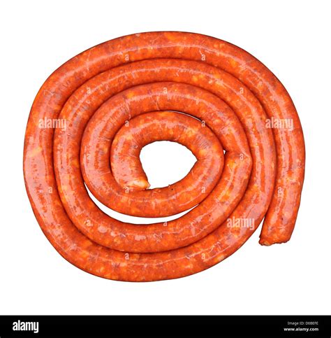 Spanish Chorizo Sausage Isolated Over White Background Stock Photo Alamy