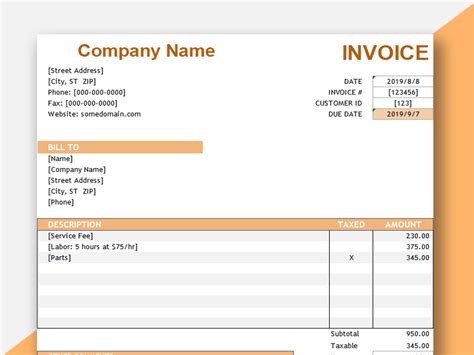 EXCEL Of Invoice Template Xlsx WPS Free Templates