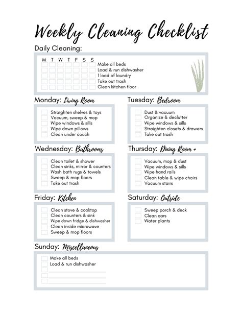 Self Customizable Cleaning Checklist Customize At Home Etsy