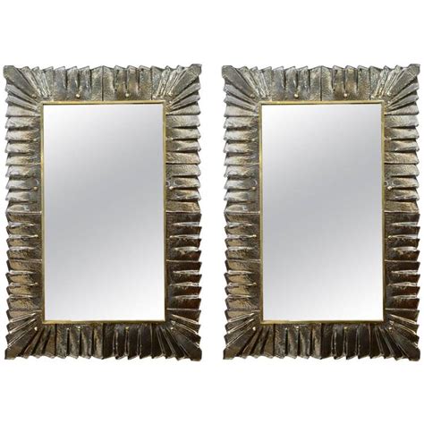 Decorative Pair Of Murano Glass Mirrors At 1stdibs
